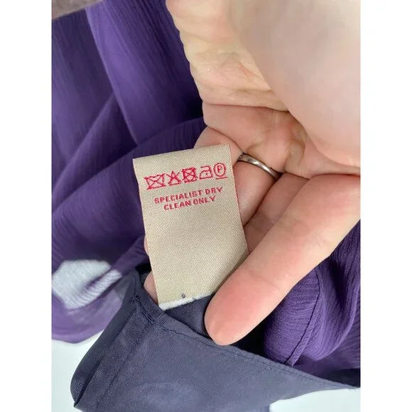 Boden Sleeveless Formal Chiffon Dress Size 14 100% Silk Purple Embellished Waist - Picture 5 of 9